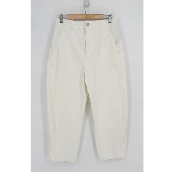Zara The Twisted Balloon Pant Cropped Baggy High Rise in Ecru Ivory Women's 4 - Picture 3 of 9